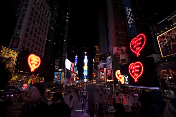 Tracey Emin, I Promise to Love You, February 2013, Midnight Moment; times square