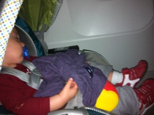 sleeping in carseat on plane