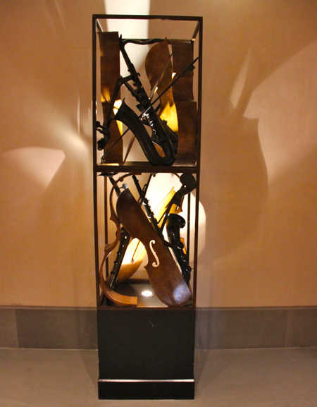 Pierre Arman's violins sculpture strike the right cord in the Terre Blanche lobby. #sculpture #modernart #provence