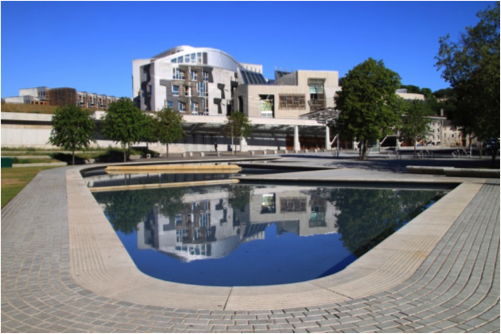 The Scottish Parliament Building was officially opened in 2005 and is built on the site of a former brewery.